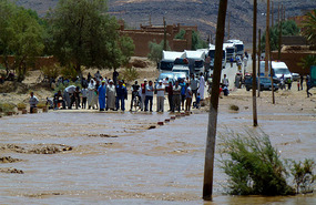 A Traffic Pile Up Due to the Flooded Road