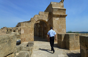 Mohammad Leads the Way Through the Oudhna Ruins