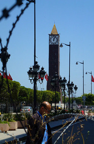 Through Razor Wire - The Clock Tower, Tunis 