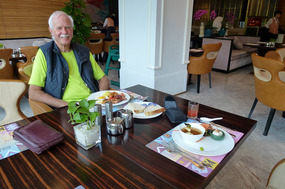 Alan Enjoying Breakfast at the Ramada