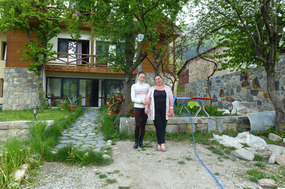 The Guest House Staff Farewell us from Mestia