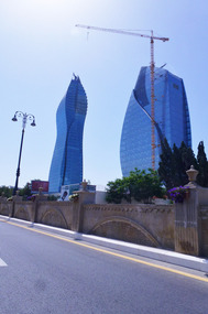 Futuristic Glass Socar and Azersu Tower Blocks