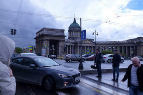 Kazan Cathedral in the Pouring Rain