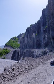 Sheer Cliff of Schist Along Our Road to Lahij