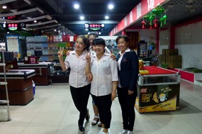 Lovely Supermarket Staff Assist Me Shopping