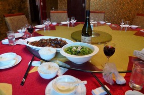 A Fine Meal of Vegetables, Rice and Duck
