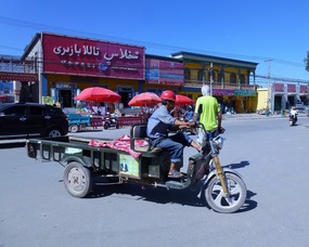 Alan and Motor Cycle Driven Carts in Kuqa