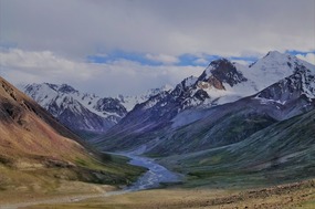 Splendid Frozen Mountain Streams Toward Pakistan