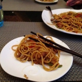  Eating Spaghetti with Chopsticks! 