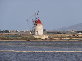Windmills on the salt pans