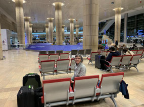 Chilling in the Ben Gurion arrival hall