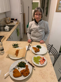 First dinner; loved the green thing
