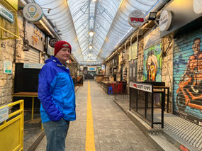 Even without vendors, part of the shuk is colorful