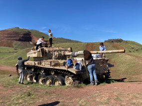 Kids and tanks at the Valley of Tears