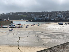 Waiting for high tide in the St. Ives harbor