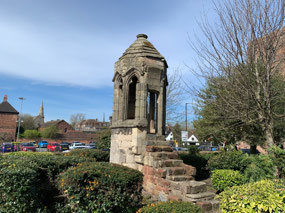 Monks' refectory pulpit in a parking lot