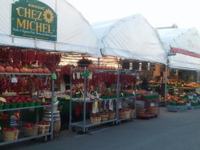 Rows of stalls selling vegetables