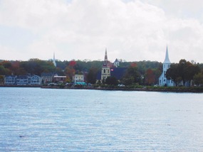 Trio steeples mark the town of Maloney Bay