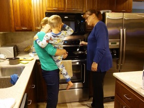 Arlene and Linda with grandson, Peyton.