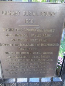 Plaque naming notable persons buried here