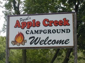 Welcome sign at the turn-off for our campground