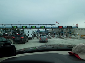 Approaching the border crossing into Canada