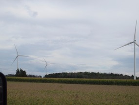 Wind turbines out in the corn fields!