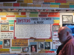Interesting wallpaper at Wintzell's!