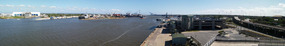 Panorama of the Mobile harbor from the bridge wing