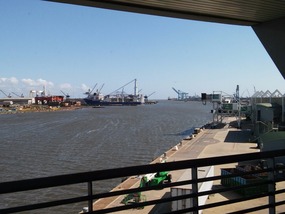 View down river towards Mobile's harbor