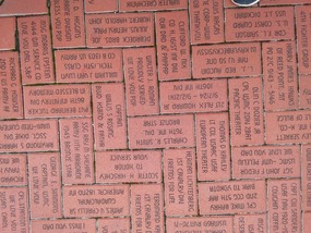 Sidewalk bricks honoring veterans and families