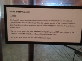 First ship to fly the "Republic of Texas" flag