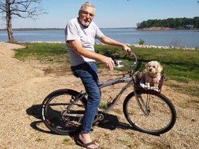 Roxie and David out for a bike ride.