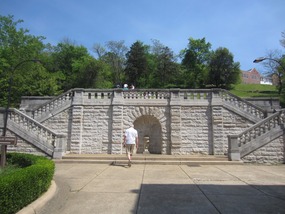 David checking out a fountain - hot mineral water