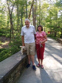 David, Sharon and Roxie outside of Anthony Chapel
