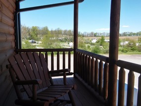 Kicking back on the front porch of the office