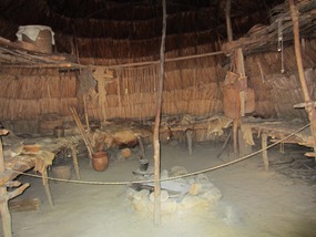 Interior of Monocan wigwam