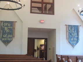The back wall of the chapel