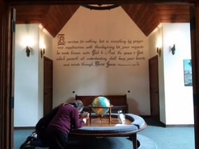 The Prayer Room right below the steeple.