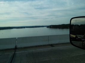 Driving over the dam, looking at Watts Bar Lake