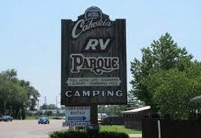 Leaving our RV park for downtown St. Louis