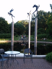 Reflective pool with angel poles
