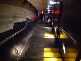 Stairs for entry for pods to go back down.