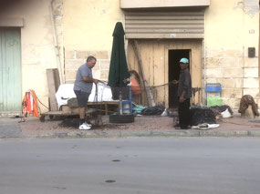 Fishermen tending to their nets
