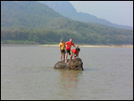 Surfing our jumbo down the Mekong