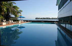 The beautiful salt water pool at the resort