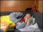 Skipper taking a nap on his hour off