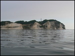 Mön's White Cliffs - note fishing stakes