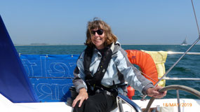 Julie at the helm