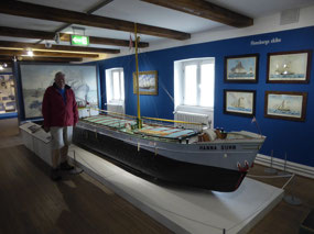 Inside the ship museum with large model
